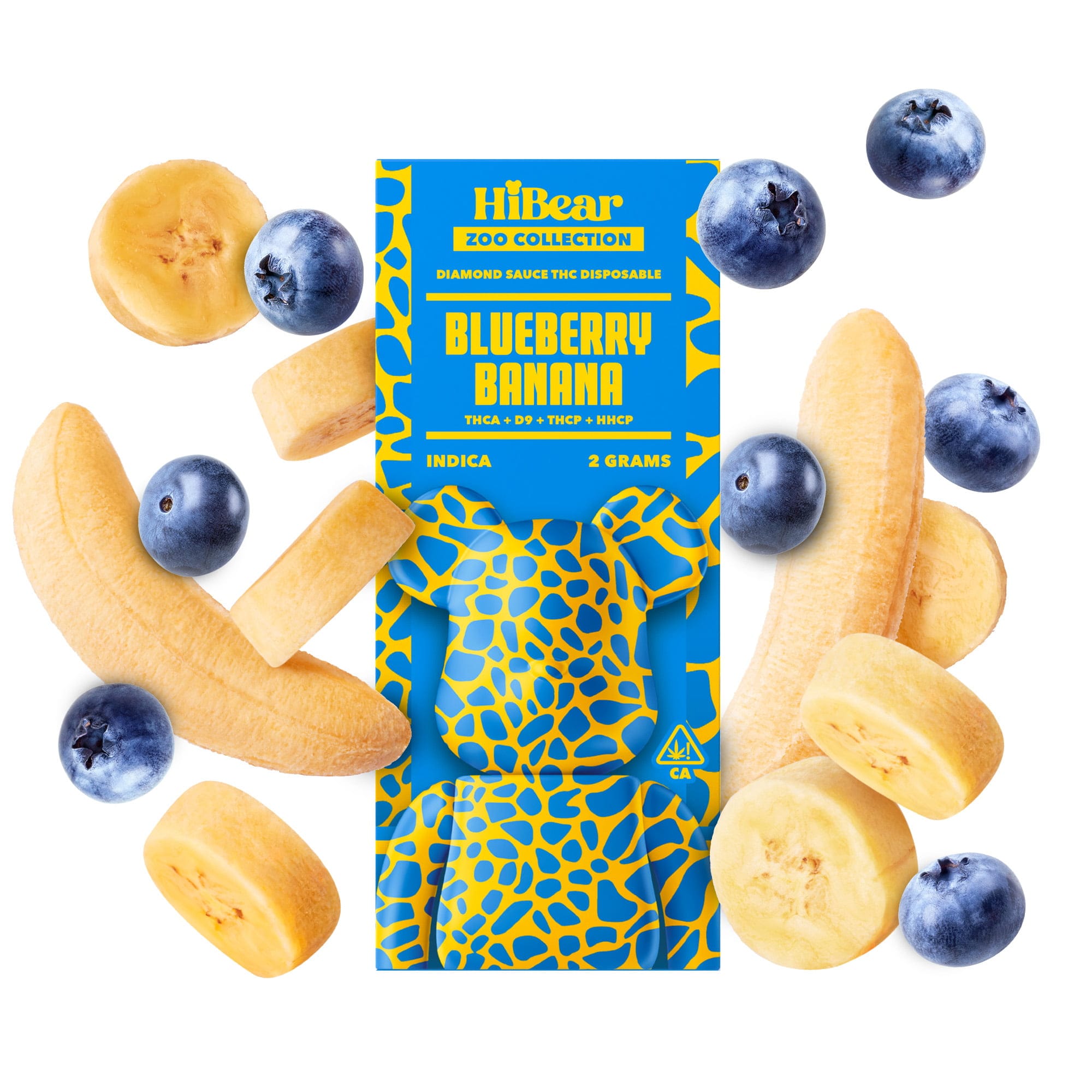 HiBear Diamond Sauce THC Blueberry Banana Indica 2 Gr Vape Desechable 3 Blueberry Banana Fruit