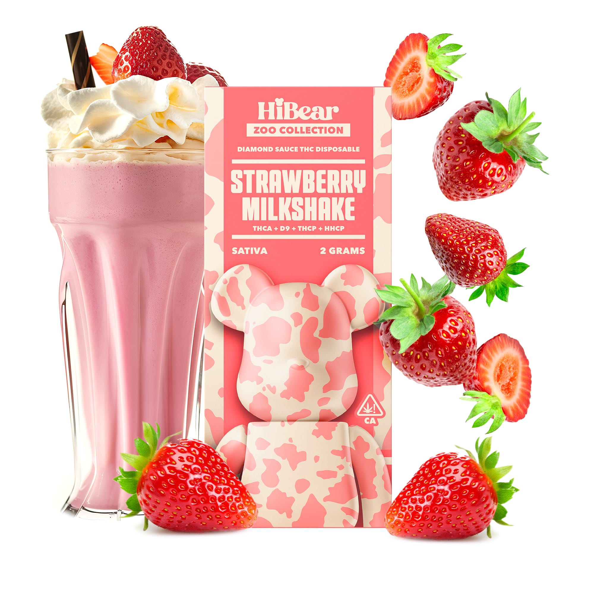 HiBear Diamond Sauce THC Strawberry Milkshake Sativa 2 Gr Vape Desechable 3 Strawberry Milkshake Fruit