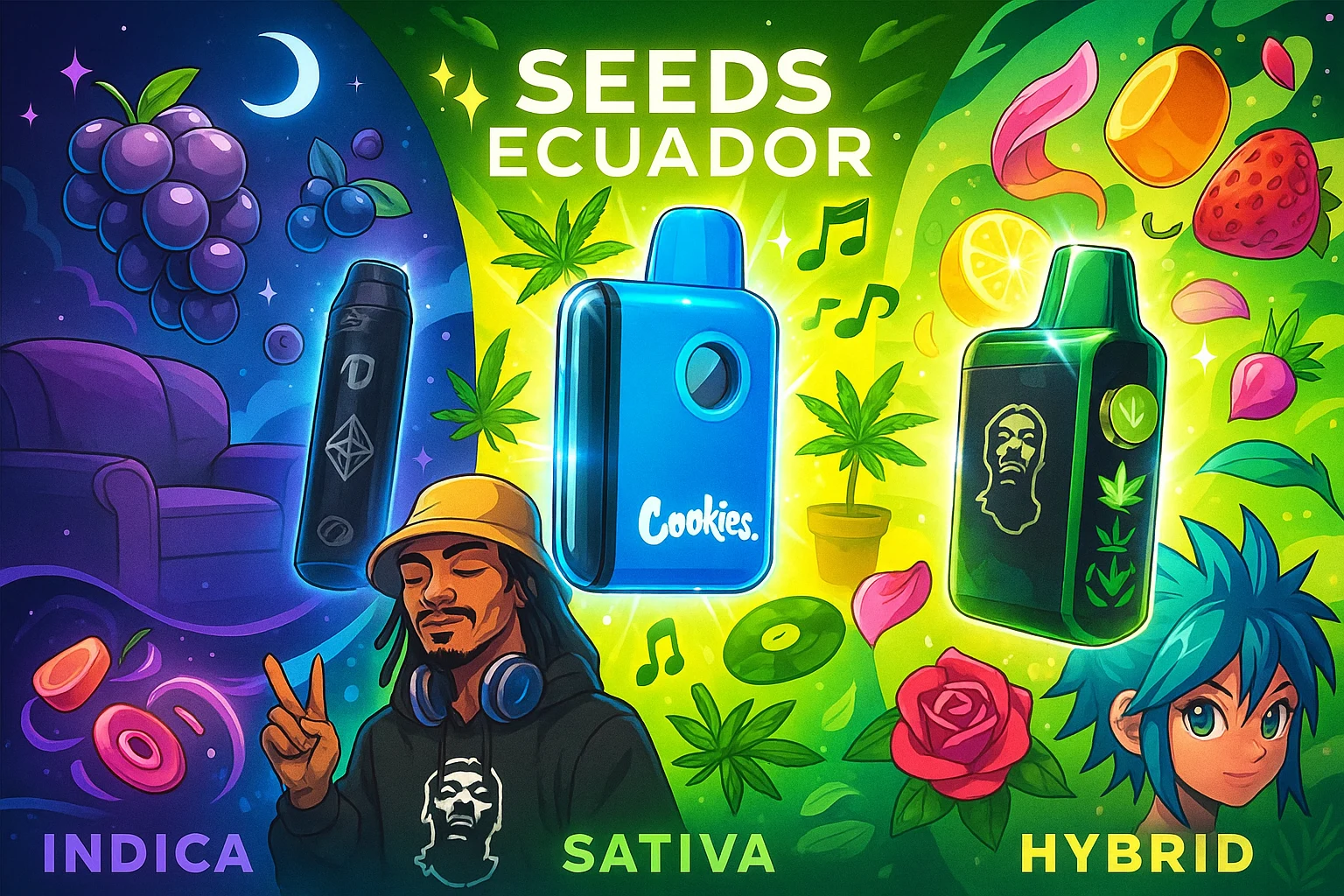 Cómo escoger tu vape Sativa, Índica o Híbrida con envío seguro en Ecuador