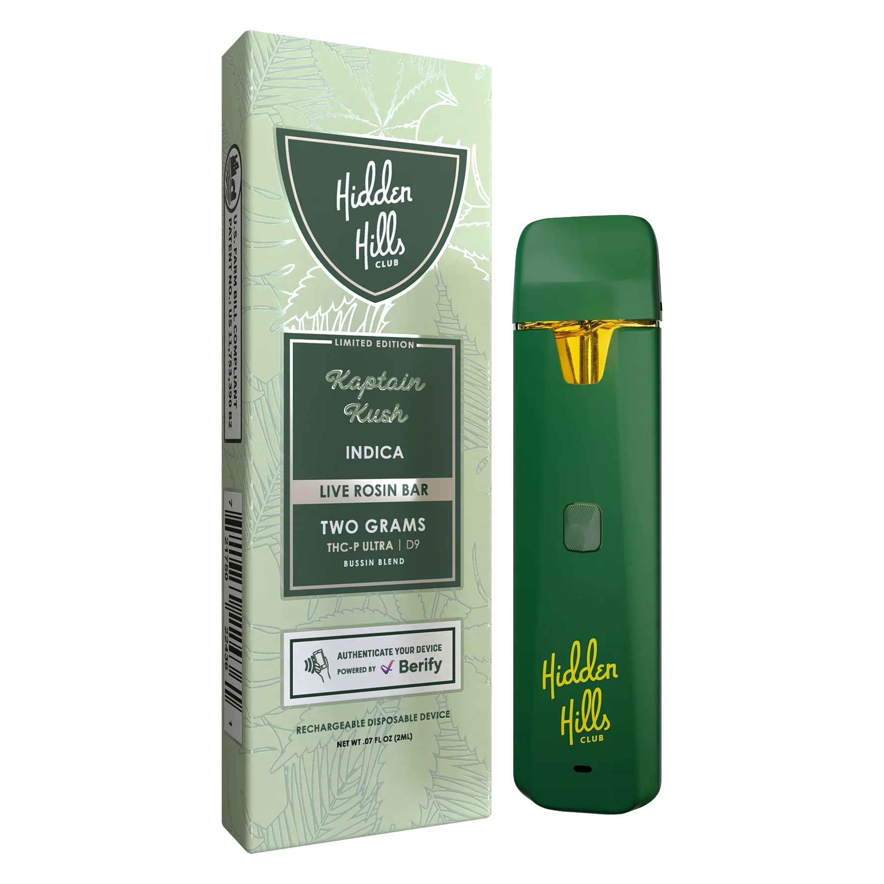 Hidden Hills Kaptain Kush Vape THC | Índica THC-P Ultra + D9 1 Vape para fumar THC Kaptain Kush desechable con envío a domicilio en Ecuador