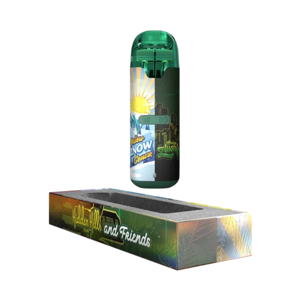 Vape de THC marca hidden Hills doble sabor Yellow Znow Cone x Green Zlushie