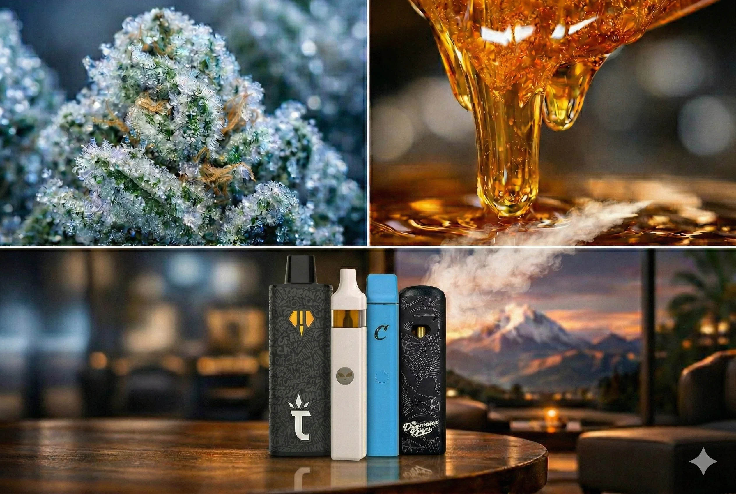 Comparativa de plumas de Vape Wax Live Resin mostrando marcas premium como Torch, Cookies, Dozo y Hidden Hills disponibles en Ecuador.