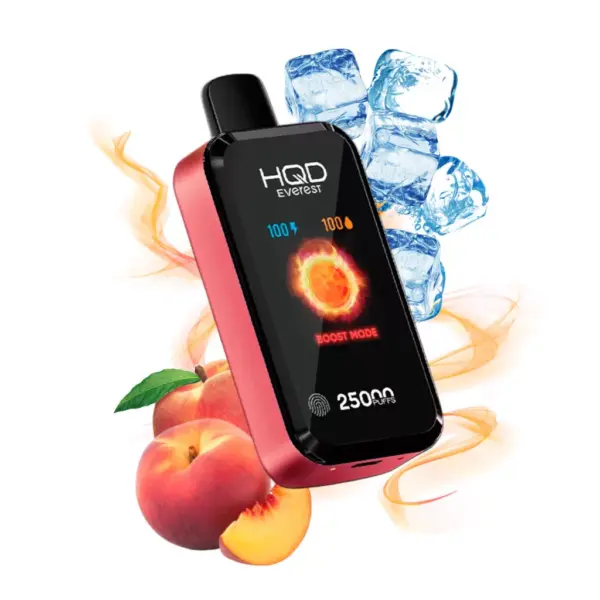 Dispositivo HQD Everest original con sabor a durazno helado y sales de nicotina.
