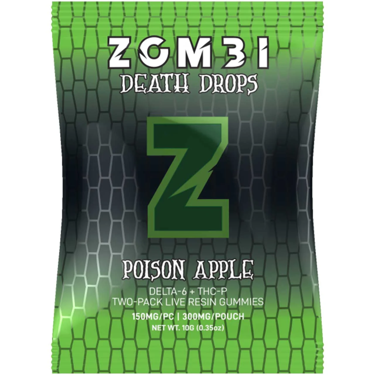 Zombi Death Drops: Gomitas THC-P sabor Poison Apple (300mg) 11 Gomitas con Live Resin Zombi Death Drops sabor Poison Apple 300mg potente mezcla THC-P/Delta 6.