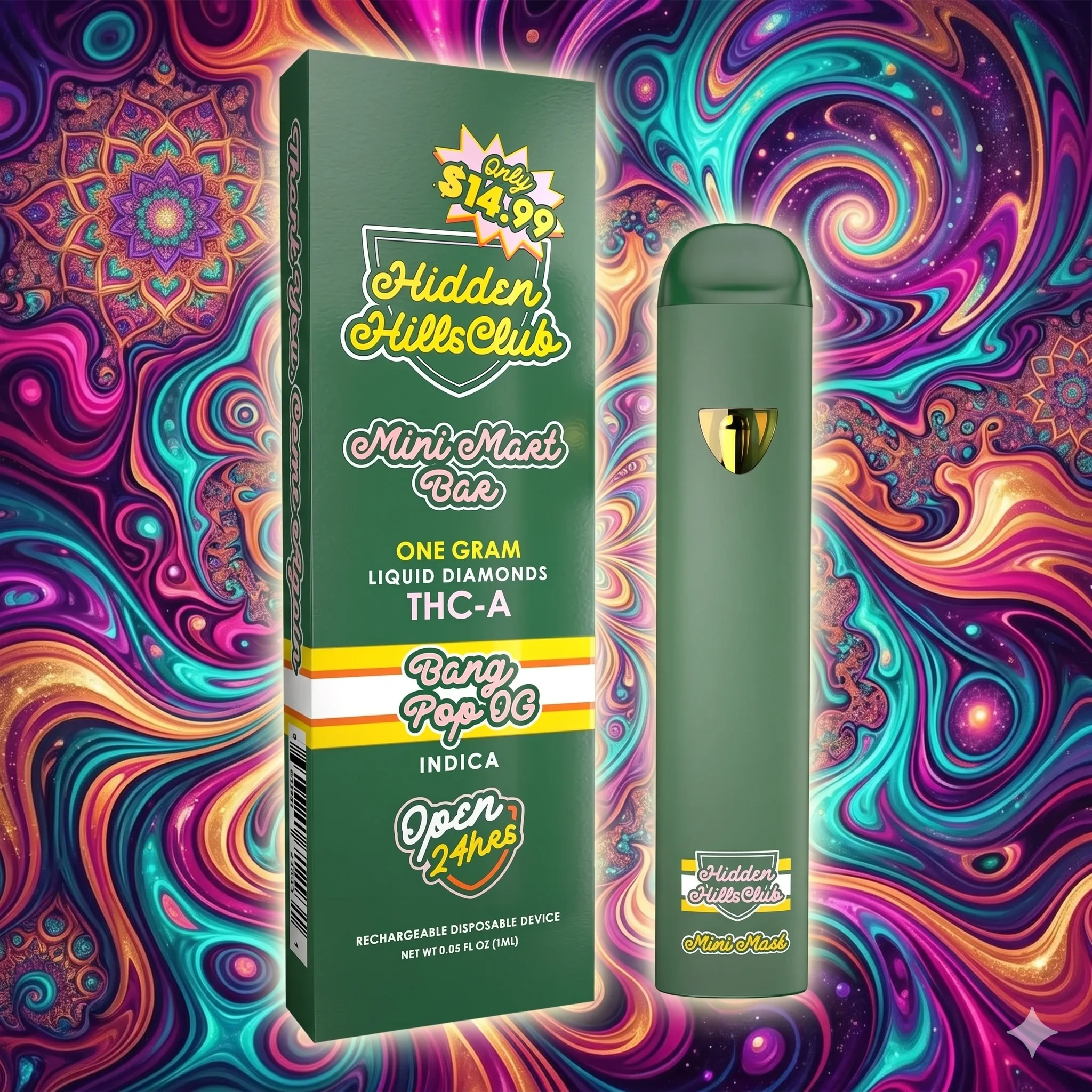 cartucho terapeutico thca hidden hills bang pop og indica