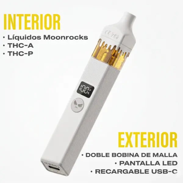 vapeador moonrocks thca thcp doble malla pantalla led