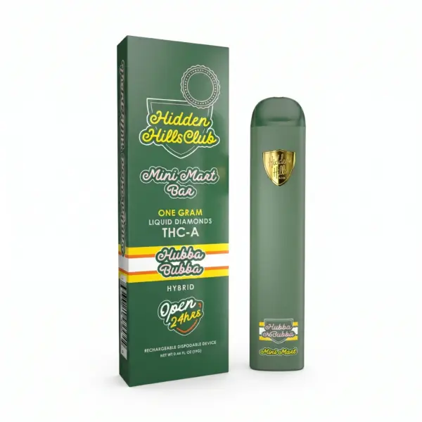 Vaporizador recargable de marihuana con extracto de THC-A puro, formato de 1 gramo sabor Hubba Bubba.