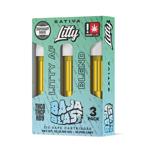 Cartucho Wax Sativa Ecuador Baja Blast Litty AF Blend 3x1g THCA THCP