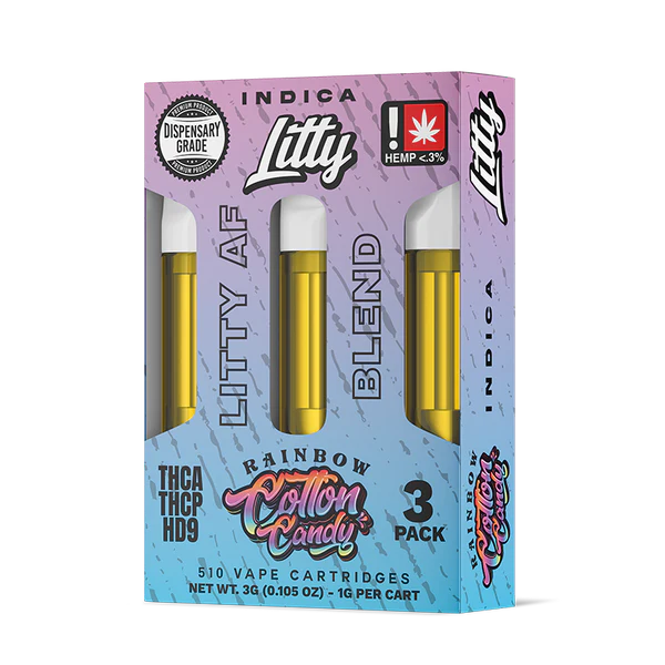 Cartucho Wax Indica Ecuador Rainbow Cotton Candy Litty AF Blend 3x1g THCA THCP