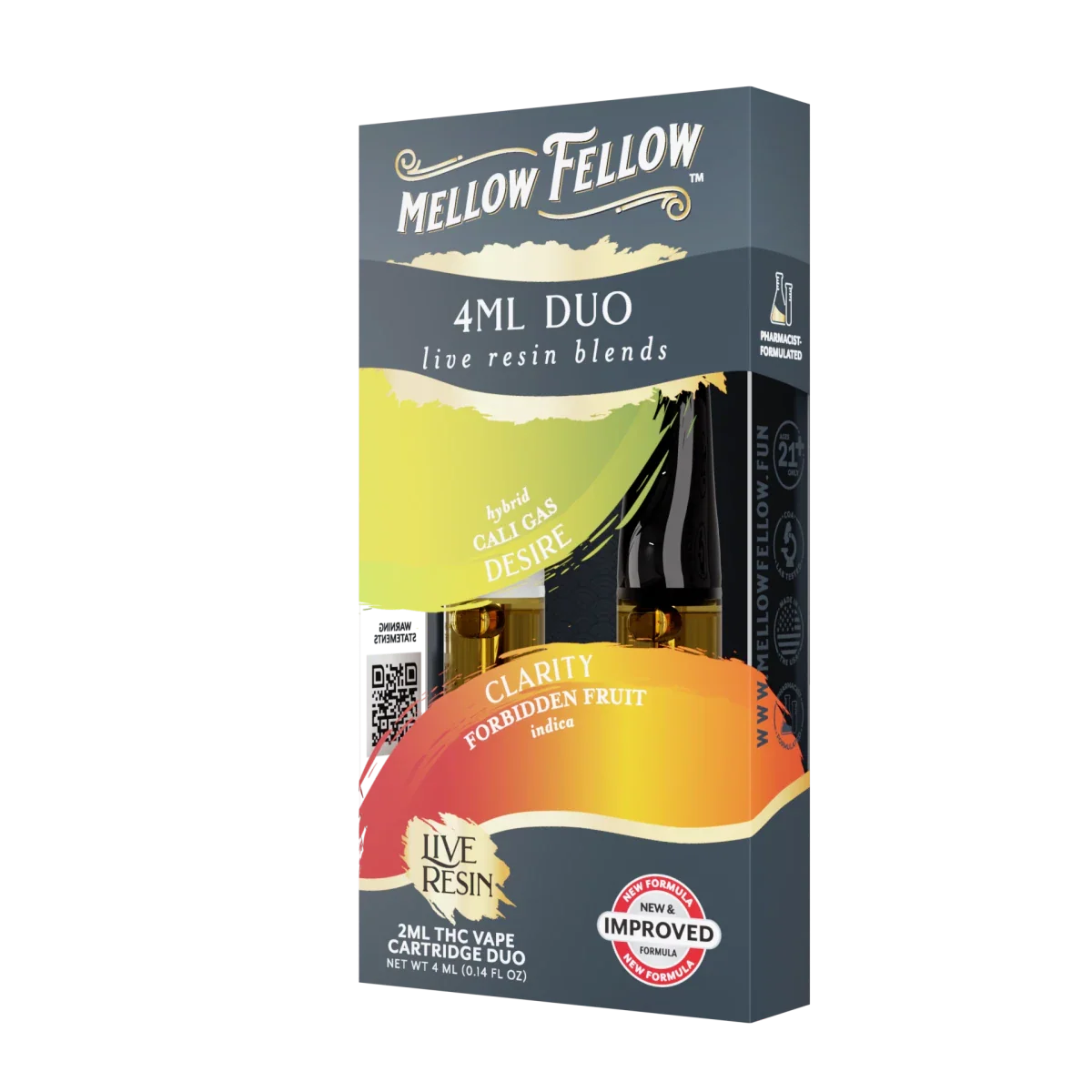 Mellow Fellow 4ml Duo – Cali Gas & Forbidden Fruit 3 cartucho 510 mellow fellow cali gas hybrid espectro completo