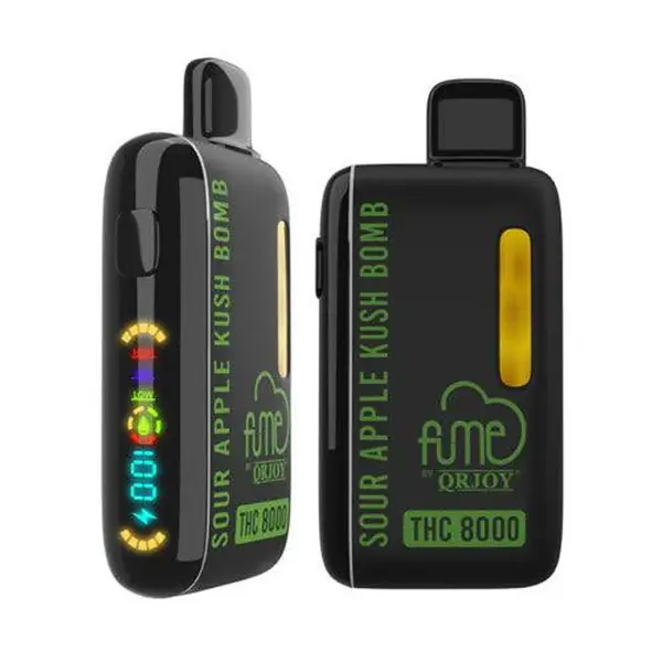 Dispositivo disposable Fume 8000 Puffs sabor Sour Apple Kush Bomb de 8g Indica en Ecuador