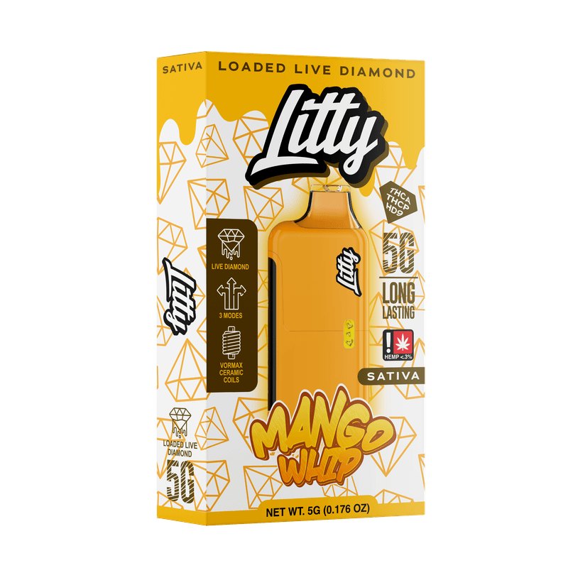 Litty Mango Whip Vape Desechable THC-A 5G | Sativa 13 vape desechable sativa litty mango whip 5g caja
