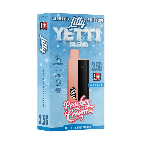 vape desechable sativa litty yetti peaches n cream 3.5g