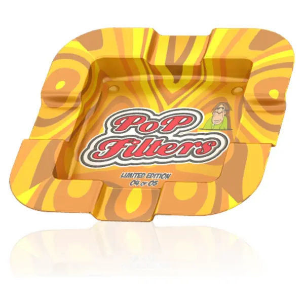 Cenicero metalico Pop Filters color tomate Limited Edition de 12 x 12 cm