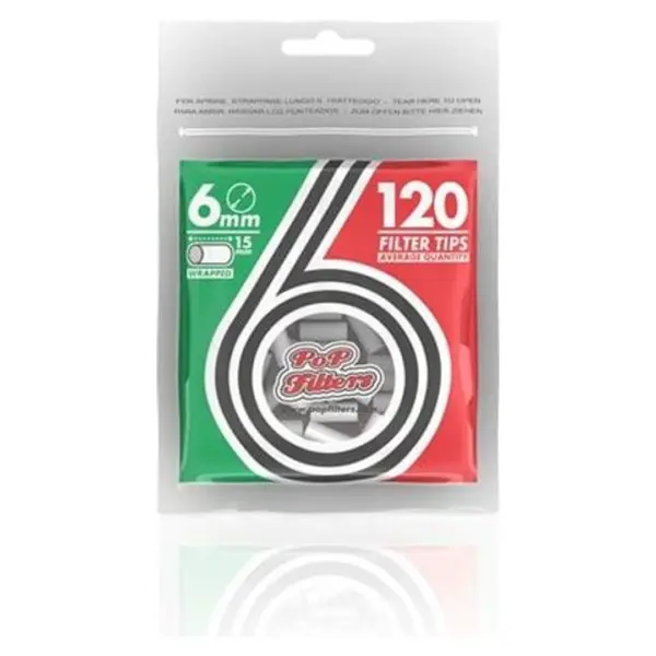 Bolsa de 120 filtros de acetato Pop Filters de 6 mm envueltos en papel
