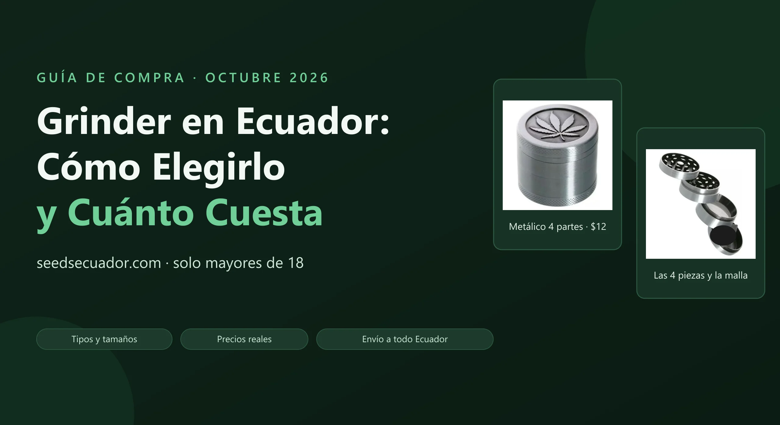Guía para elegir un grinder en Ecuador: grinder metálico de 4 partes de 40 mm y sus piezas