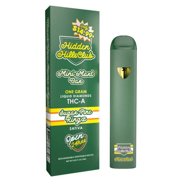 Wax vape desechable Hidden Hills Sugar Pine Ringz 1G sativa con su caja Mini Mart Bar Liquid Diamonds - Ecuador