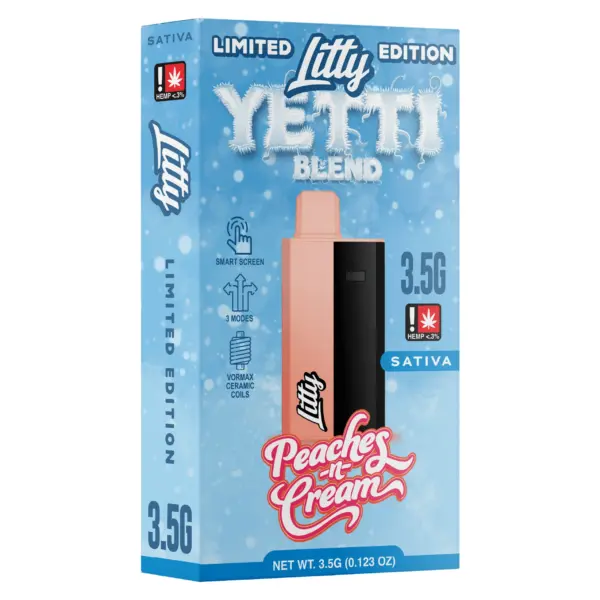 Vape desechable Litty Yetti Blend Peaches n' Cream 3.5G sativa con THC-P - Ecuador